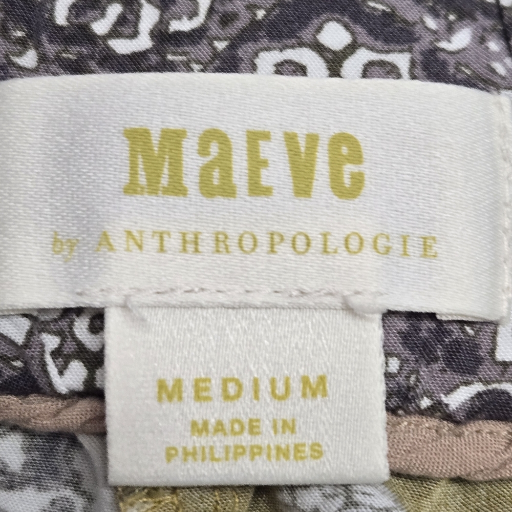 Maeve Multicolor Patchwork Gold/Gray Flowy Shorts… - image 5